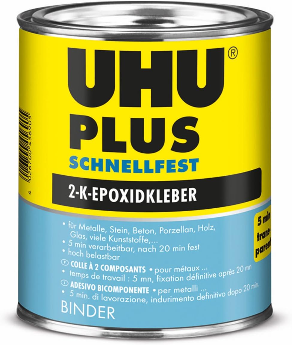 Plus Quick-Strength Binder Tin, Crystal Clear and Fast Two-Component Epoxy Resin Adhesive,