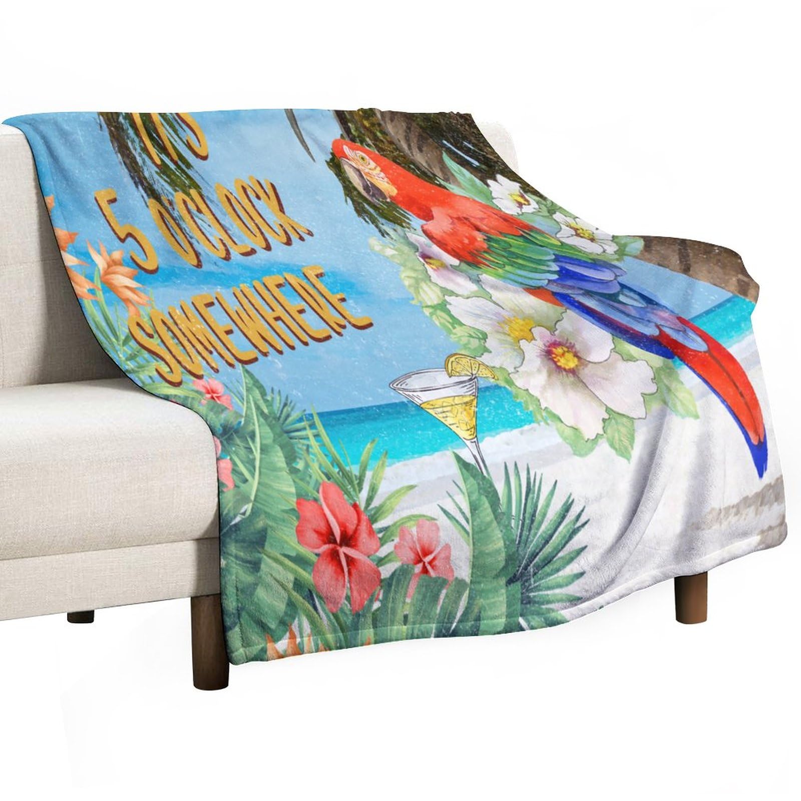 Couverture polaire 178x203 cm en peluche douce It's Five O'Clock Somewhere