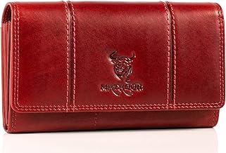 Women's Wallet Matador 104 Genuine Leather Wallet for Women Long Wallet with RFID Protection Tested TüV, red, Classic