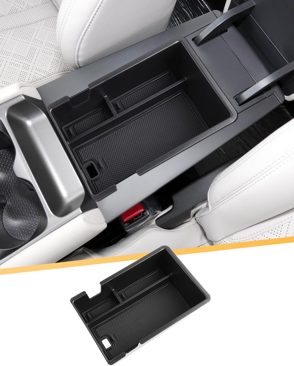 Compatible with BYD Atto 2 2025 2026 2027 Centre Console Storage Box, Centre Armrest Glove Box Organiser Tray with Non-Slip Mat, for BYD Atto 2 Yuan Up Accessories (Black)