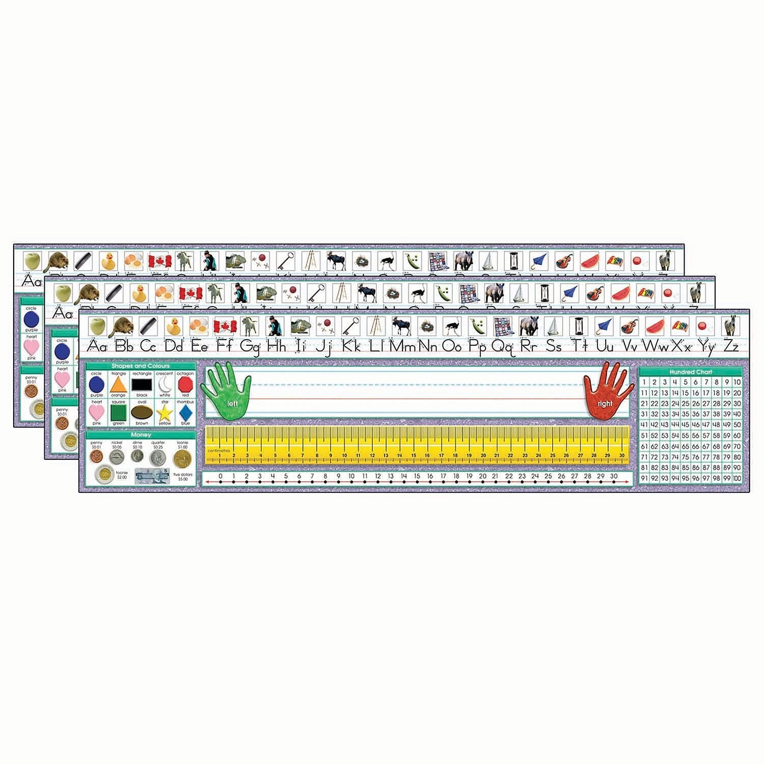 North Star Teacher Resources Canadian Traditional Manuscript Desk Plates, 19-inch x 5-inch, 36 Per Pack, 3 Packs (NST9020-3)