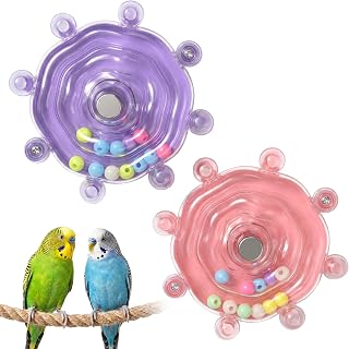 2PCS Bird Toys for Parakeets Interactive Spinner Rattle Parrot Toys | Chewing Exercise for Conure, Budgies Enrichment Toys for Budgies, Cockatiels, Lovebirds, Parakeets, Conures