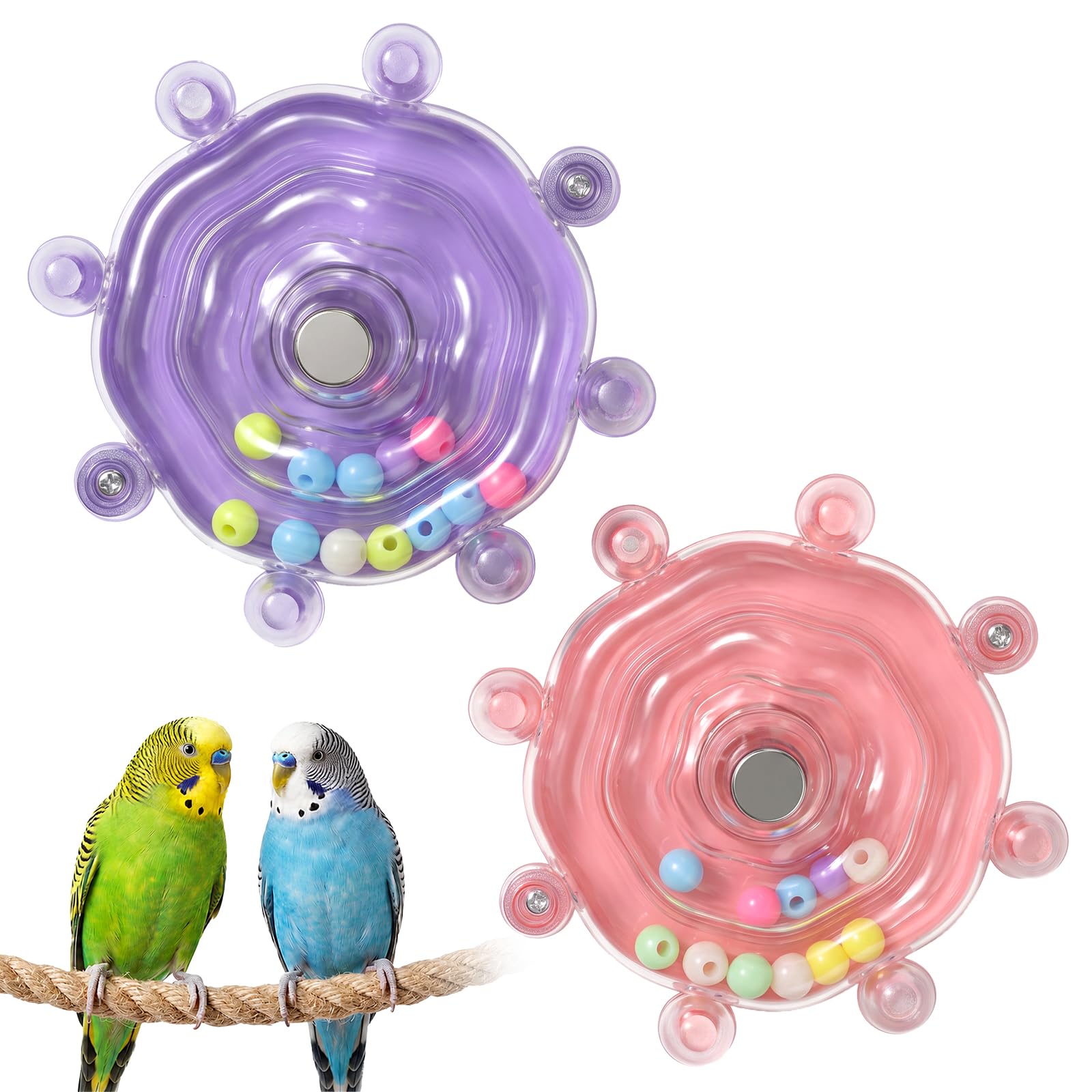Fibraze 2PCS Cockatiel Toys Budgie Interactive Wheel Green Cheek Conure Toy