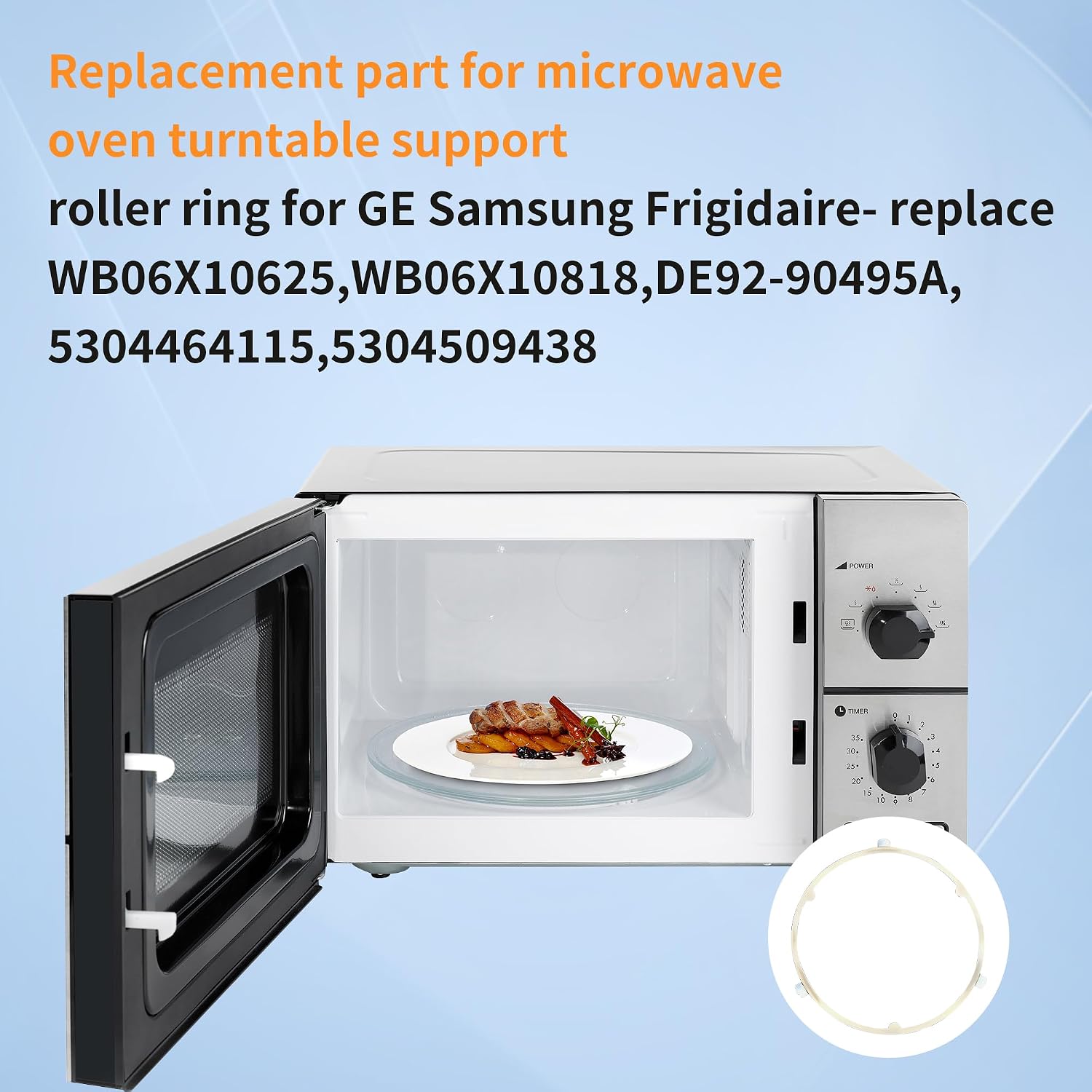 1 Pack 5304509438 WB06X10818 8.5 in Microwave Turntable Support Roller Ring Replacement Part for GE, Samsung, Frigidaire,Replace WB06X10625, DE92-90495A, 5304464115