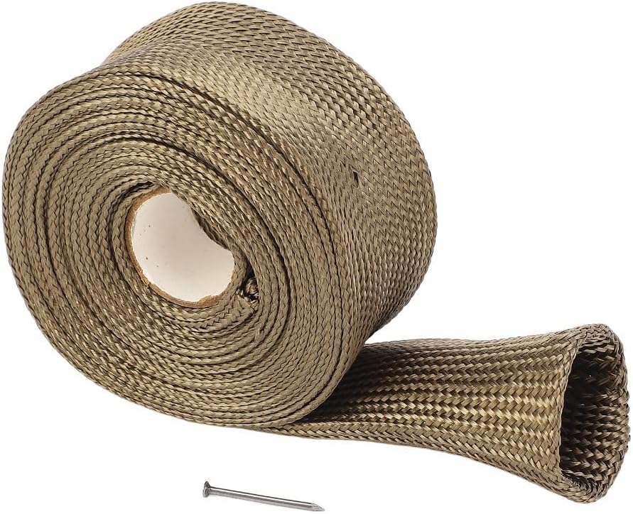 Sleeve – High-Temperature Exhaust Pipe Insulation Wrap for Auto & Motorcycle, Fireproof Basalt Fiber Hose Protector (Brown, 25mm Thickness)‌