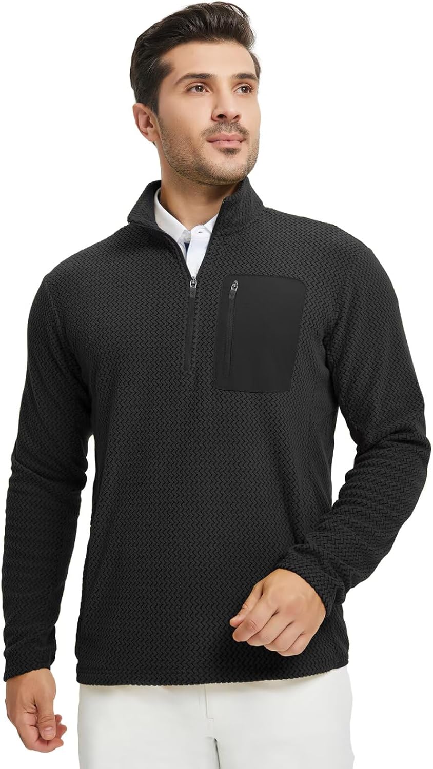 M MAELREG Quarter Zip Pullover Men Midweight Dry Fit Winter Warm Stretchy Golf 1/4 Zip Pullover Mens Sweatshirt with Pocket - Image 2