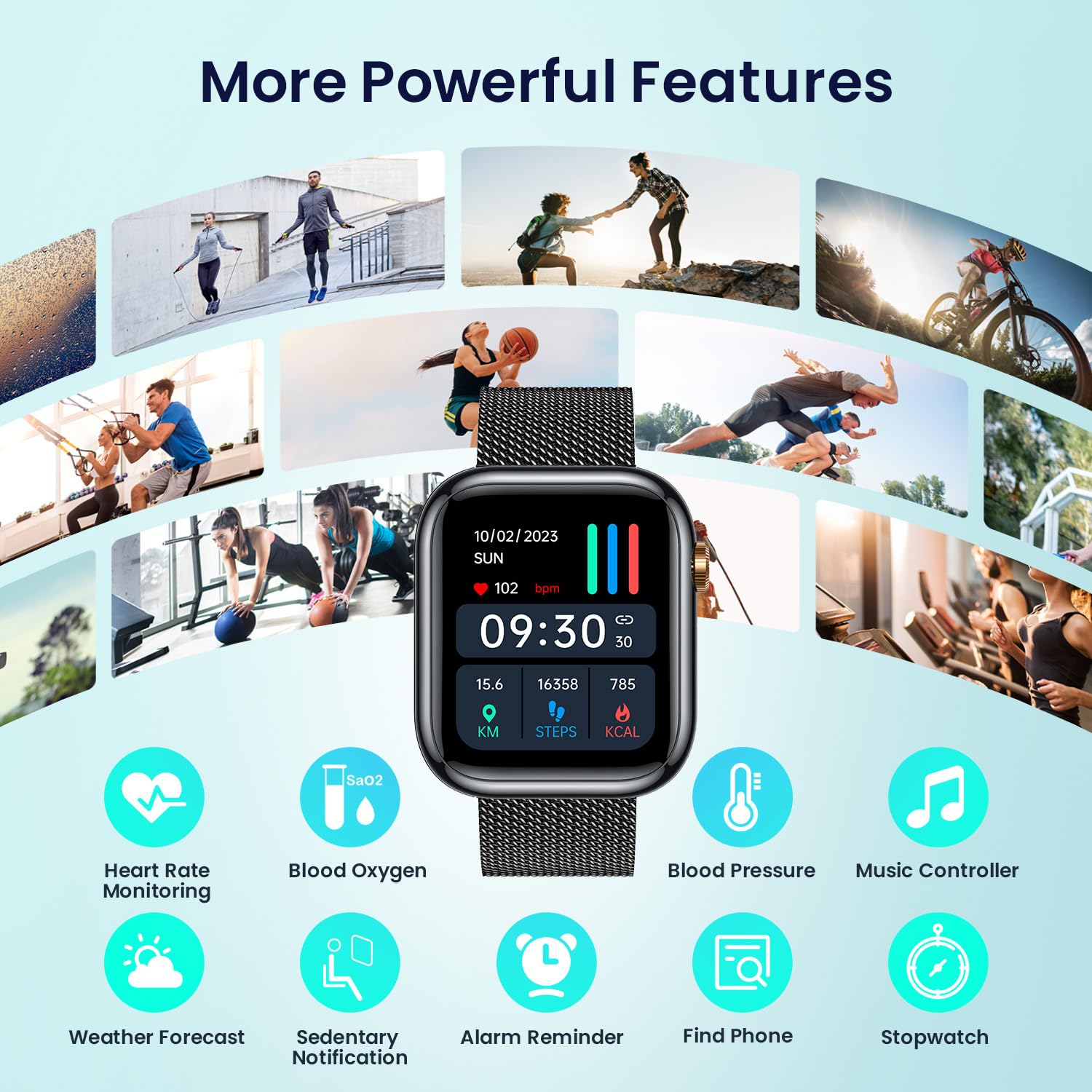 Orologio Smartwatch Donna Fitness Watch: Nera Smartwatch Donna Chiamate Contapassi Sanguigna Pressione Impermeabile Polso Cardiofrequenzimetro Sport 1,83" Touchscreen Metallo Cinturino per Android iOS