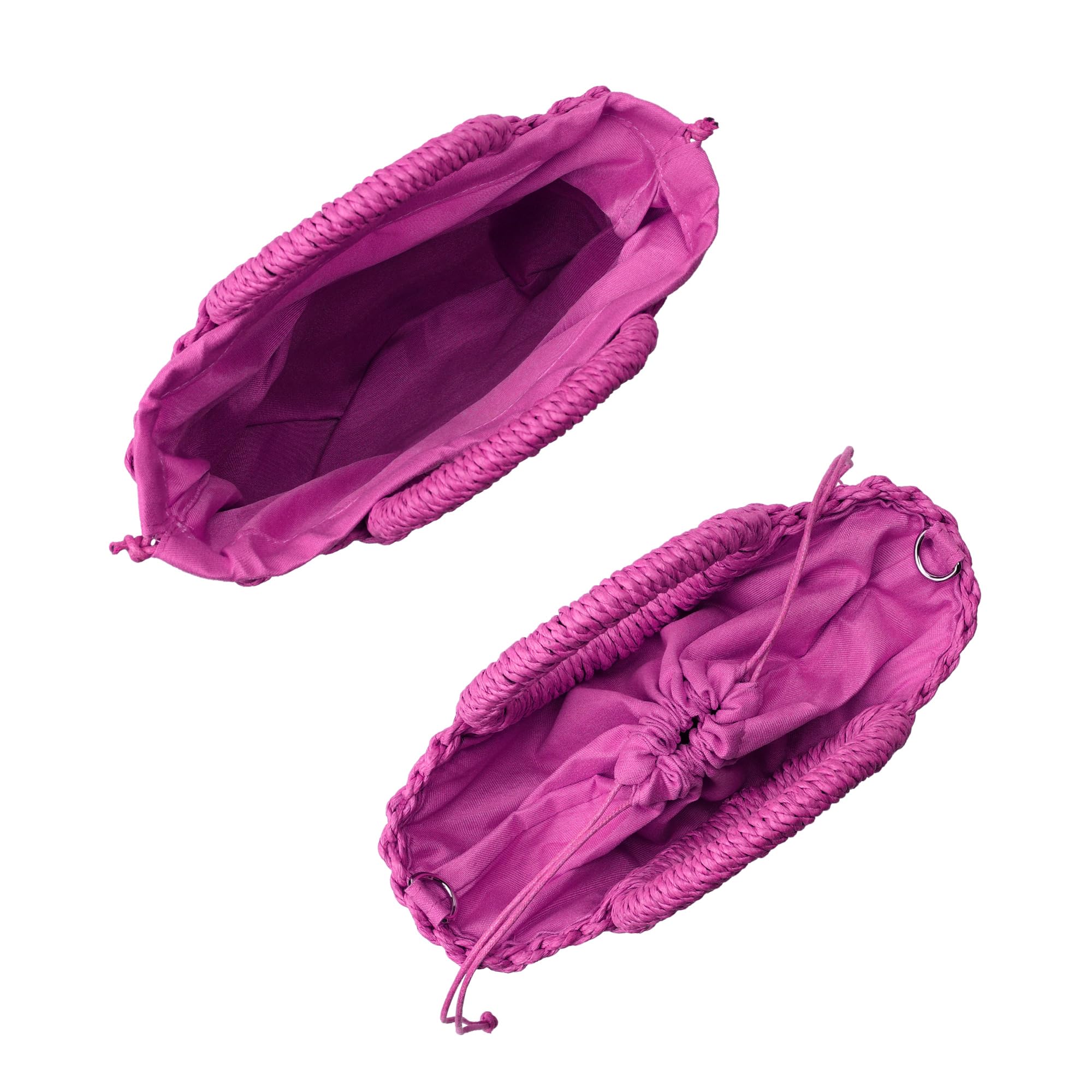 Sac de plage en paille tissée pour femme avec poignée sur le dessus, rose rouge