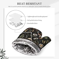 Vista 4 de Manoplas de Horno con Diseño de Hongos, Juego de Agarraderas de Silicona Vintage con Hoja Mágica, Guantes de Cocina Agarraderas Resistentes al Calor