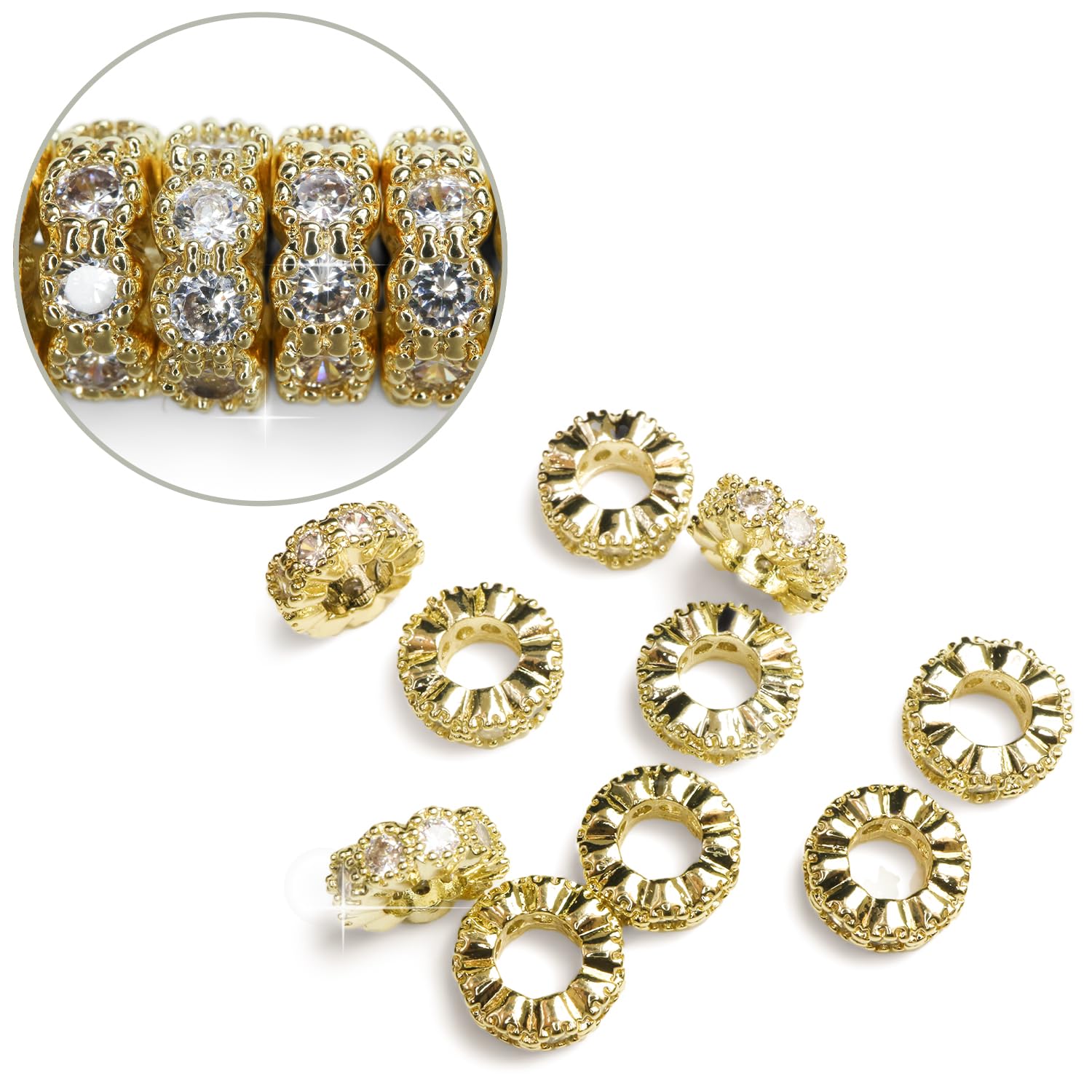 k10イエローゴールドメタルビーズロンデルパーツ6個　10金ハンドメイドパーツ Amazon.co.jp: ロンデル 錆びない 8mm ゴールド 金 10個入り 平