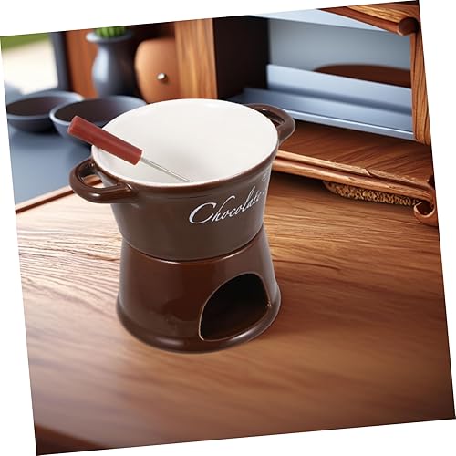 Miniatura 9 de Zerodeko Olla de cerámica para derretir chocolate, calentador de fondue versátil para mantequilla de queso y dulces para fiestas y reuniones, fácil
