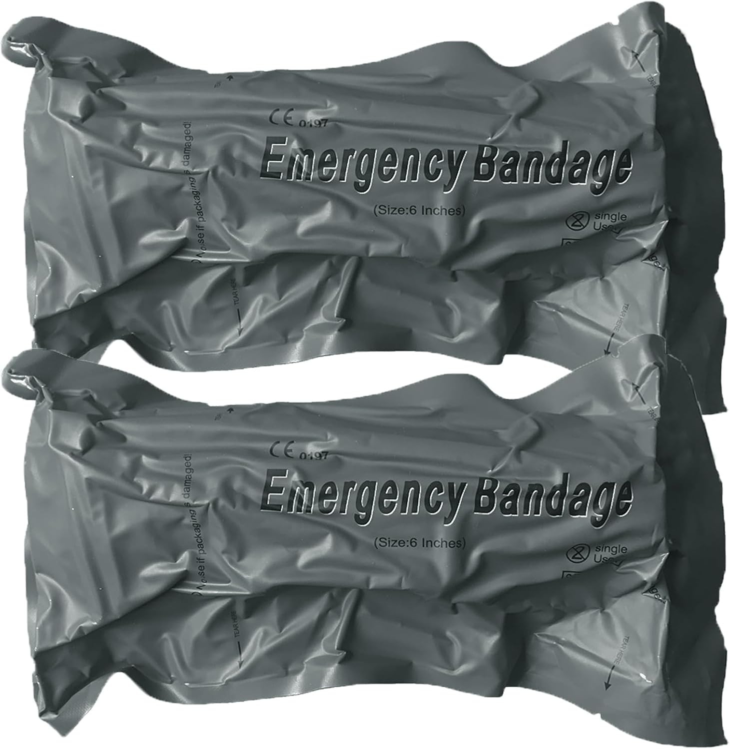Israeli Emergency Bandage, 6" 2Pack Compression Bandage, Trauma Wound Dressing, Sterile Vacuum Sealed Packaging for Bleeding Control, Medical Trauma Kit, Combat Tactical First Aid IFAK Supplies