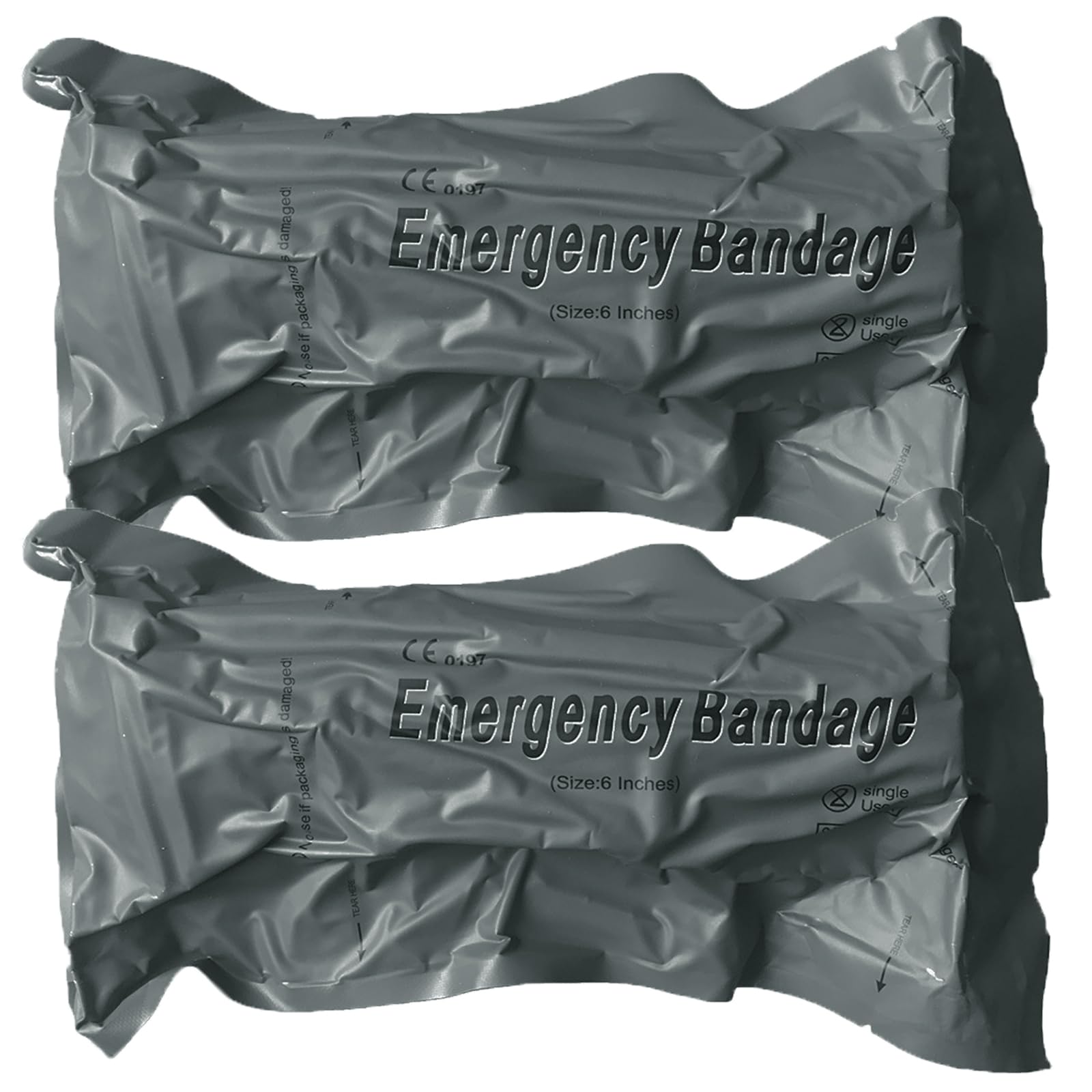 Israeli Emergency Bandage, 6" 2Pack Compression Bandage, Trauma Wound Dressing, Sterile Vacuum Sealed Packaging for Bleeding Control, Medical Trauma Kit, Combat Tactical First Aid IFAK Supplies