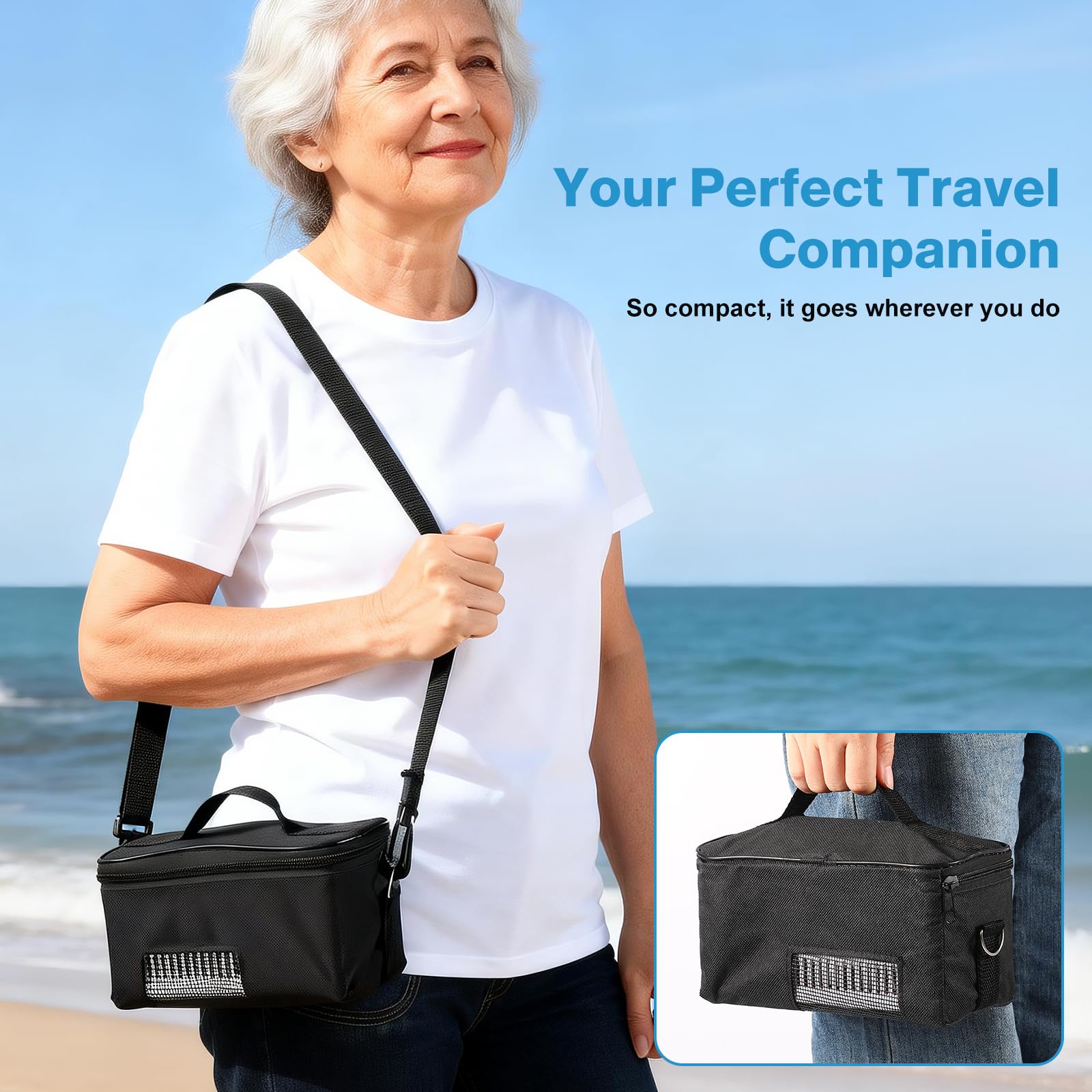 Funda de viaje portátil para enfriador de insulina con termostato digital, cumple con la FAA | Estable de 0 a 18 °C, capacidad para 3-6 bolígrafos, batería larga, coche/pared/USB, LCD fácil.