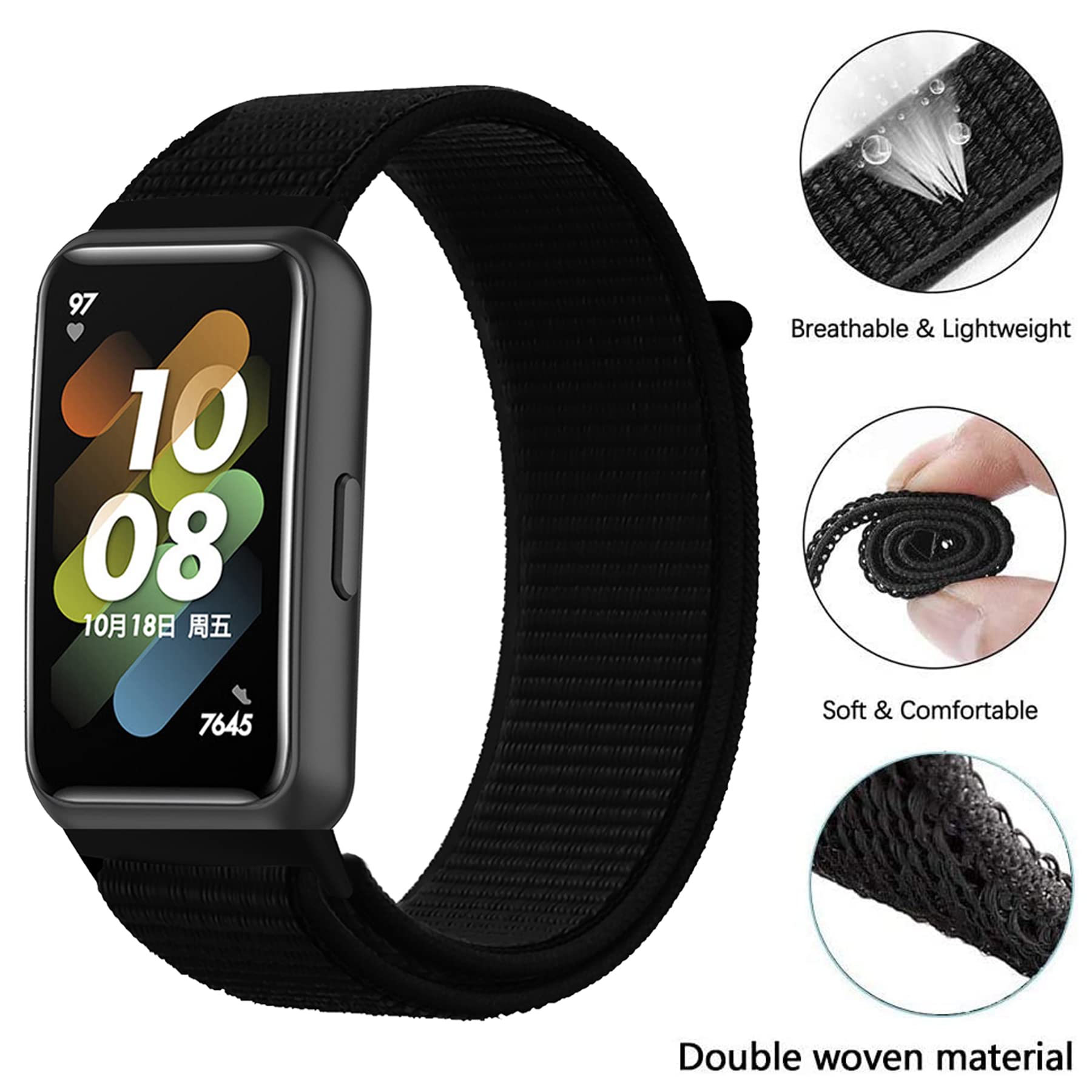 Keecuty Pack of 2 Smartwatch Replacement Bands, Nylon Wristbands for Huawei Band 7 - Image 3