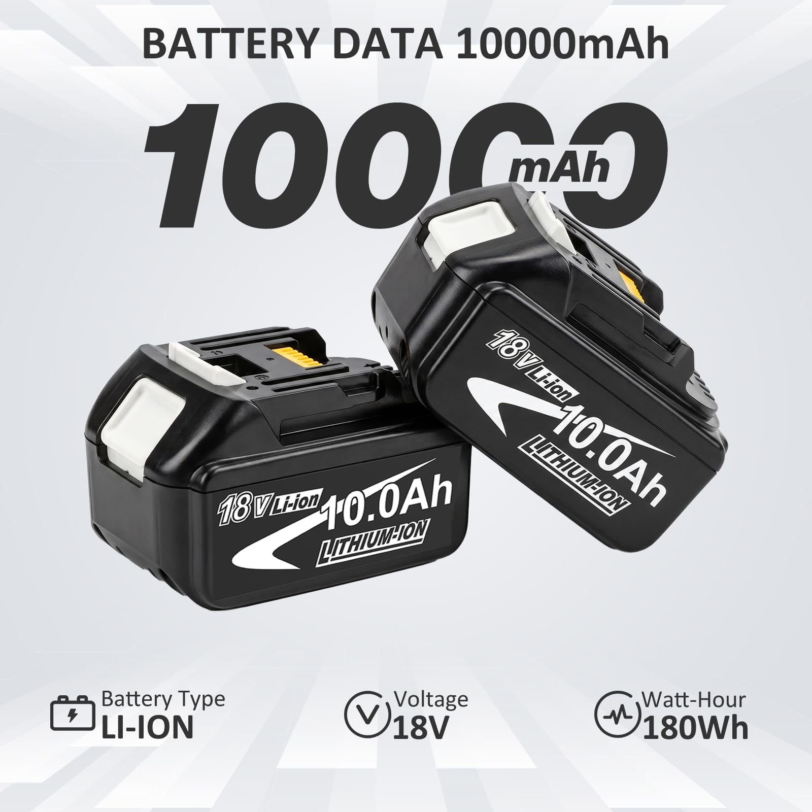 2X10000 mAh Kompatibel mit Makita Akku 18V BL1850 BL1860 BL1840 mit LED Indikator