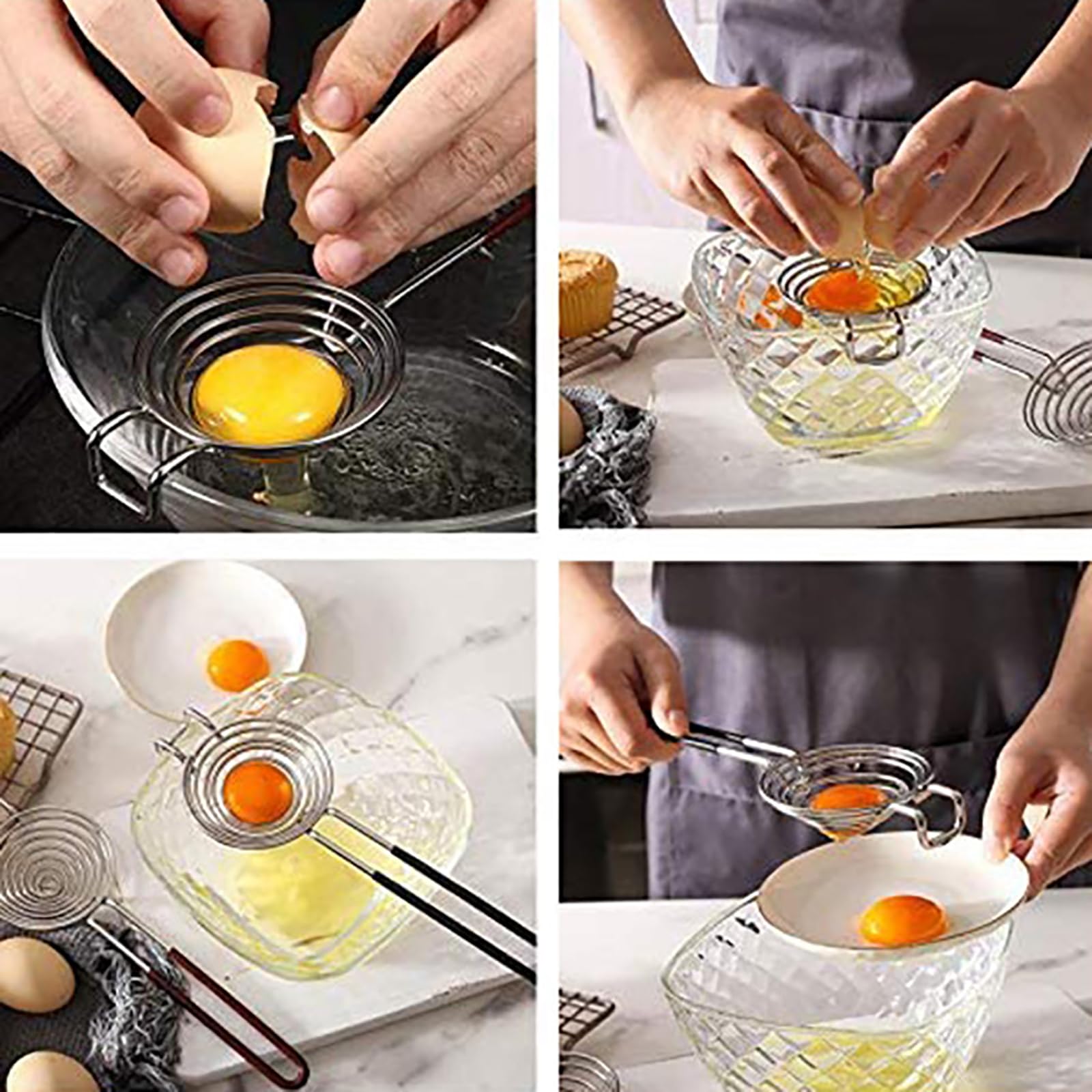 Egg Gadget Separatore Bianco Uovo,Separatore Di Uova In Acciaio Inossidabile Separatore Di Tuorli D'uovo Filtro Da Cucina Per Strumento Di Cottura Separatore Di Separatore Di Uova Acciaio
