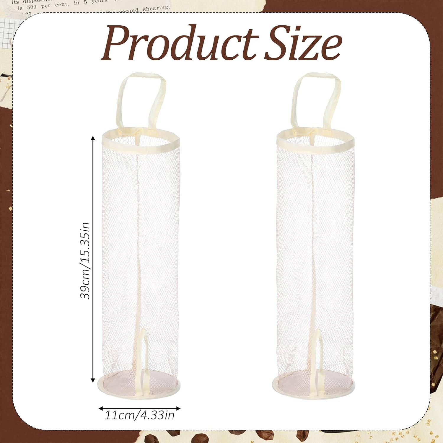 2 PCS Hanging Sock Organizer, Mesh Hanging Laundry Bag Wall Mount Multifunctional Bags Sock Underwear Organizer Saver Kitchen Storage Holder for Storing Socks Ties Plastic Bag (Large)