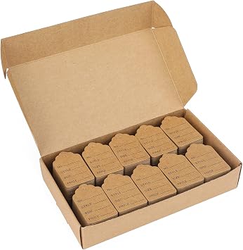 jijAcraft 1000Pcs Price Tags, Brown Clothing Tag for Retail, Small Kraft Paper Tags for Labeling Price, Size, Number, Writable Price Hangtag for Business Supplies Selling Jewlry, Clothes 2" X 1.3"