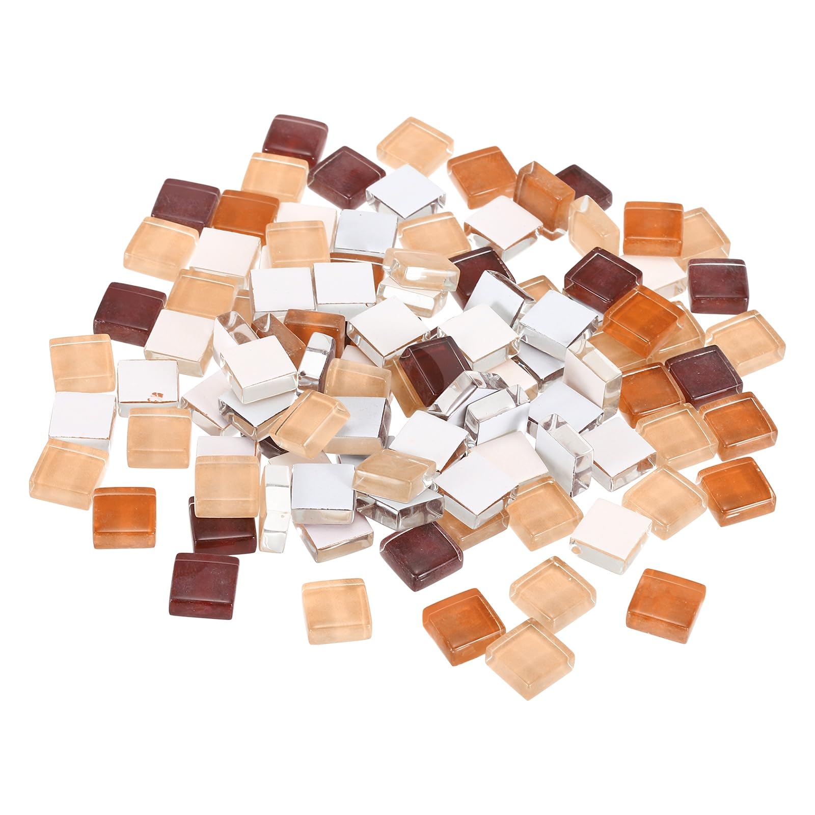 sourcing map Mosaic Tiles, 1 x 1cm Micro Glass Tiny Mini Mosaic Tile DIY Hobbies Handmade Crystal Free Stone Craft Material Creativity (Coffee Series Pack of 110)