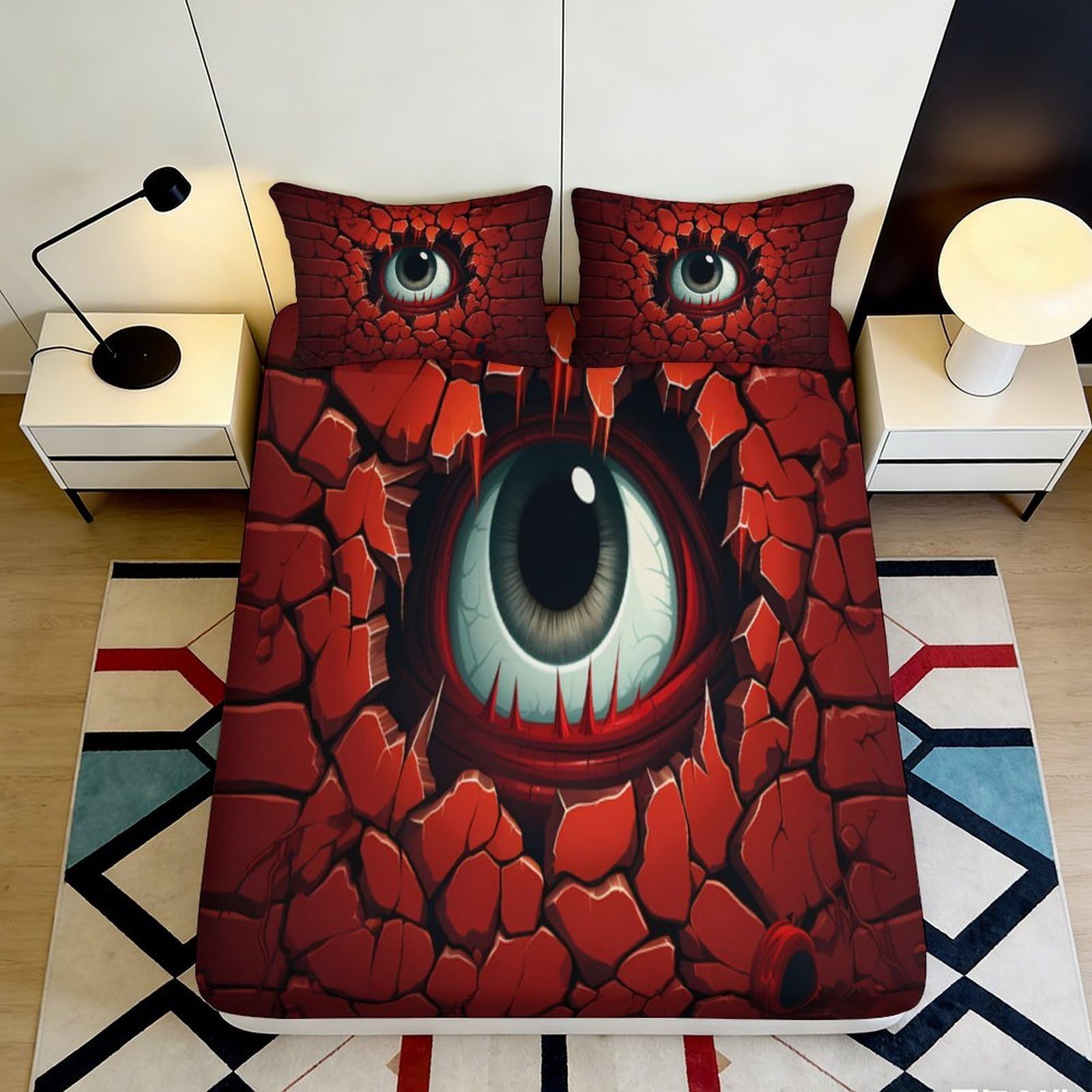 3D Printed Panda Fitted Sheet Microfiber Deep Pocket Non-Slip Bedding Bamboo Panda Mattress Fitted Cover for Bedroom Home 200x200x25cm