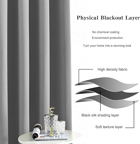 Miniatura 103 de Cortinas Opacas para Dormitorio con Aislamiento Térmico de Ojales Sólidos para Ventana Extra Anchas para Puerta Corredera, Juego de 2 Paneles de