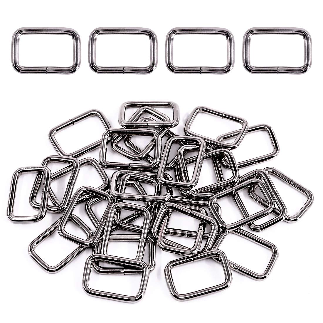 Swpeet 60Pcs 1 Inch / 25mm Heavy Duty Metal Ring Buckle Webbing Belts