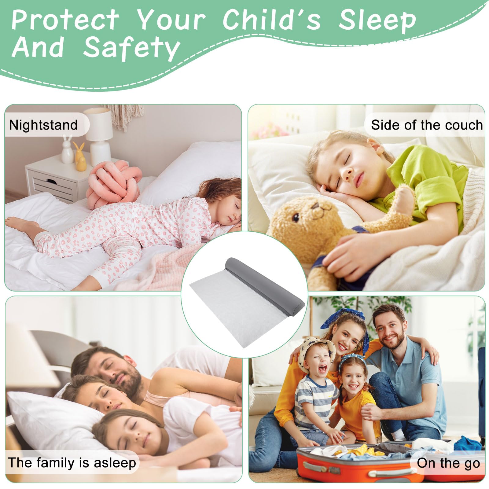Copertura gonfiabile per letto da viaggio, 130 cm, portatile, gonfiaggio veloce, protezione antiscivolo, paracolpi per culle e letti dei genitori, culla per bambini da 6 mesi a 5 anni