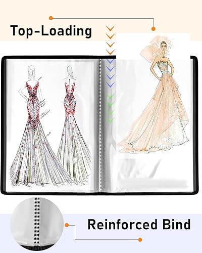 Miniatura 3 de Nicpro Portafolio de arte de 11 x 17 pulgadas, carpeta grande mejorada para obras de arte con 30 bolsillos, 60 páginas, carpeta de libro de