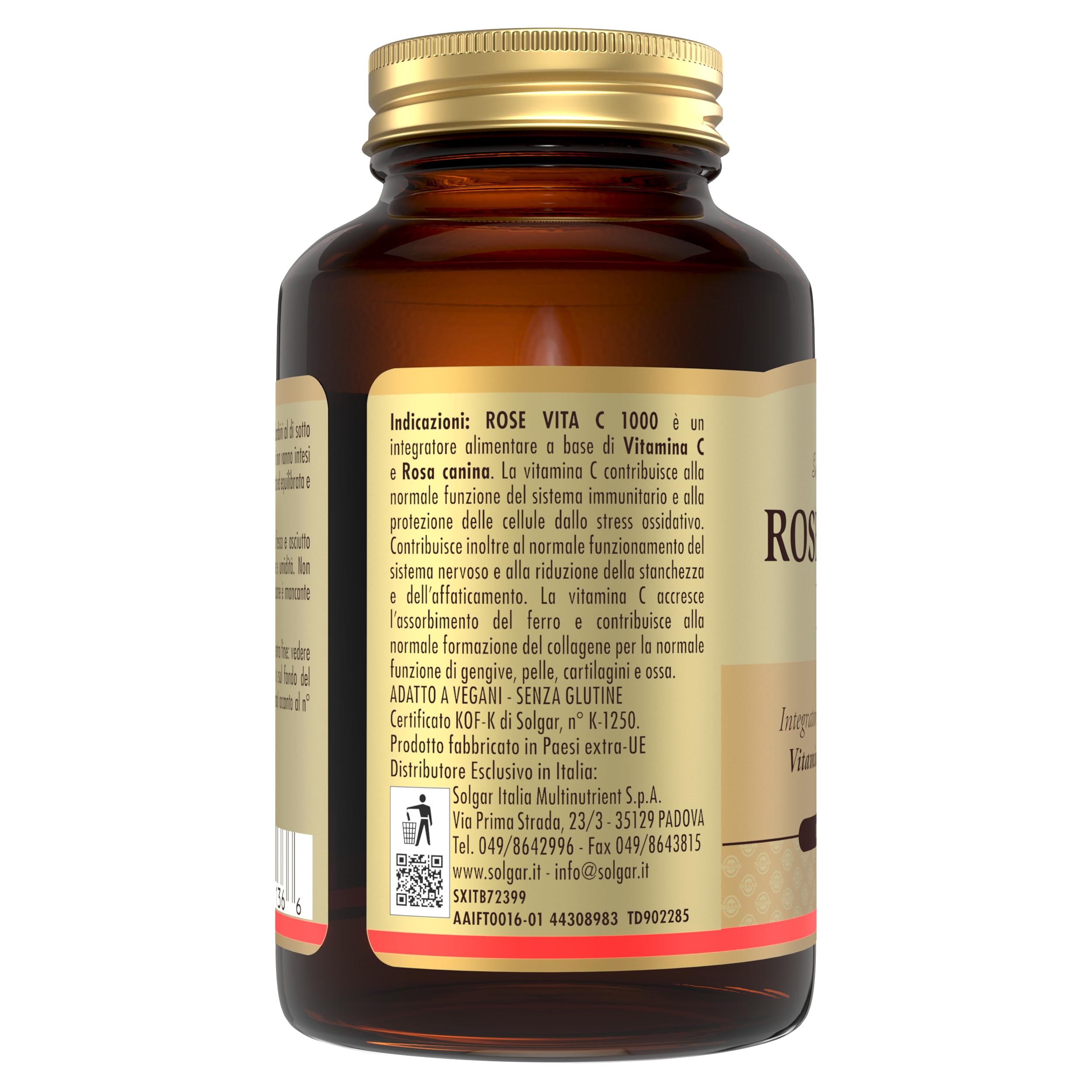 Solgar ROSE VITA C 1000 – Vitamina C 1000 mg con Rosa canina, 100 tavolette