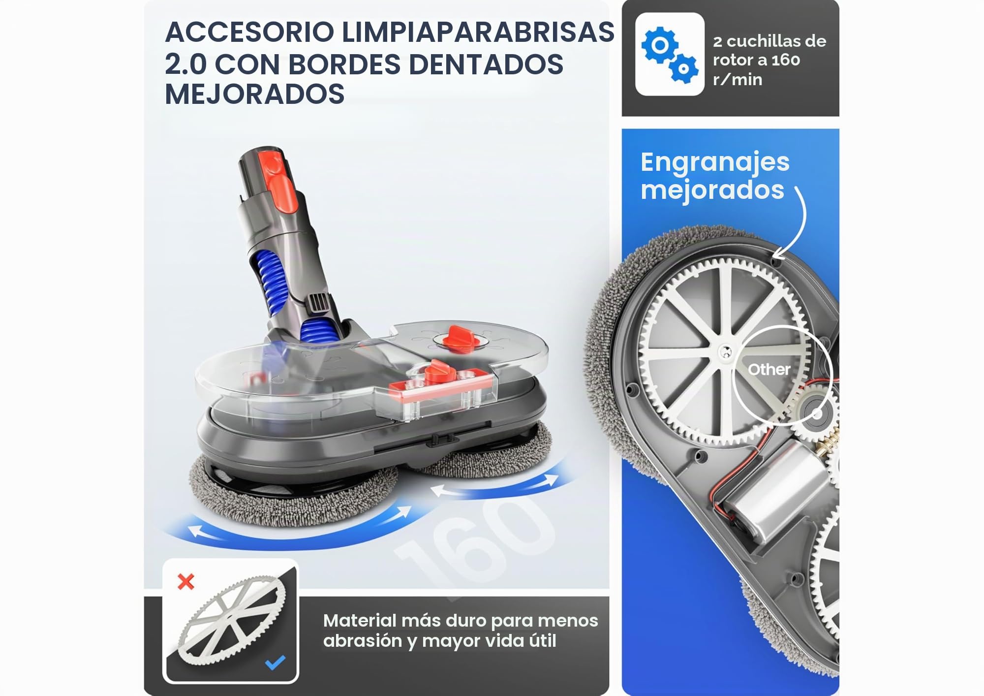 Dripl - Cabezal de fregona eléctrica para Dyson V7, V8, V10, V11, V15, con depósito de Agua extraíble, 6 fregona Lavable + 1 depósito de llenado (V7/V8/V10/V11/V15)