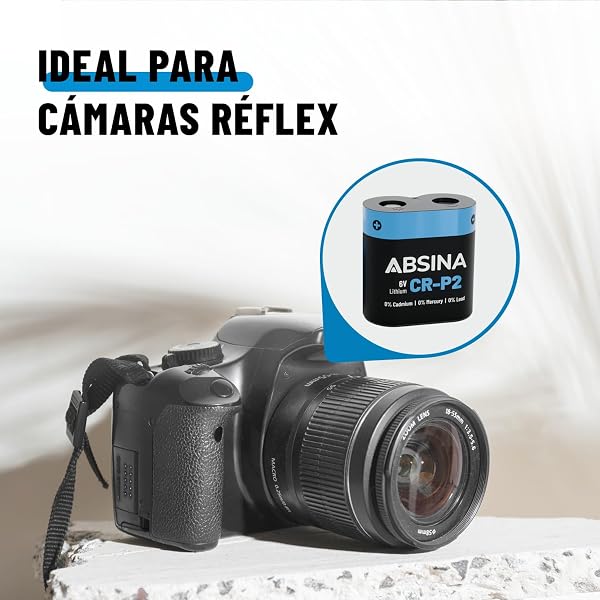 ABSINA CR-P2 Batteria 6V Lithium - CRP2 Pila 6V per distributore, fotocamera, rilevatore di movimento & molto altro - anti-perdita, lunga durata - Batterie 3 6 Volt, Batteria 6 Volt, batterie litio - 2