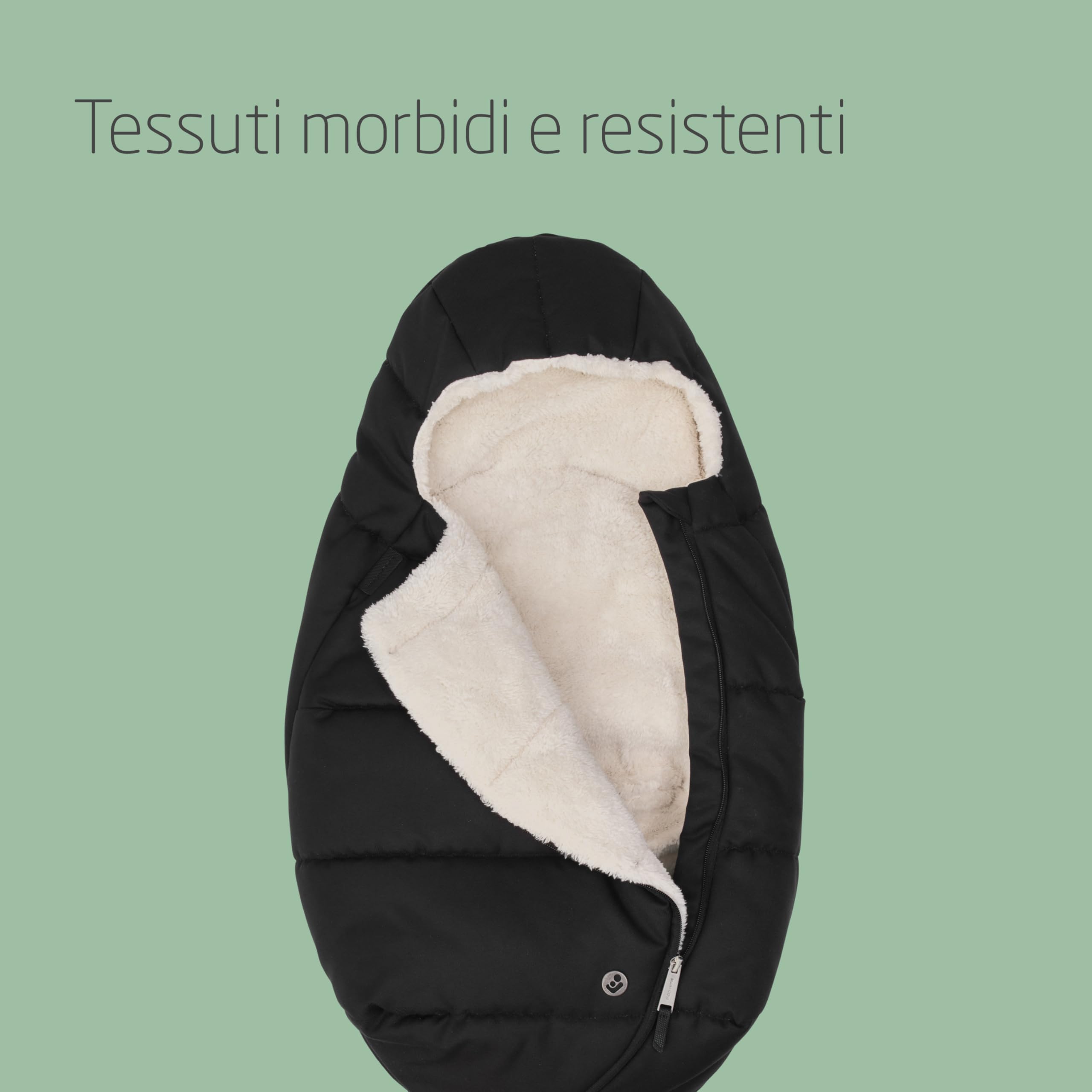 Maxi-Cosi Sacco Invernale Imbottito per Seggiolino Auto Neonato, per Bambini 45-75 cm, Comodo, Pratico e Sicuro, Tessuti Morbidi, Lavabile, Compatibile con Ovetti Maxi-Cosi, Twillic Black