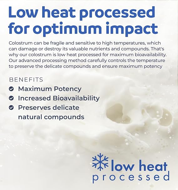 Bovine Colostrum for Women - Colostrum Supplement with 1,000mg per Serving and 30% IgG Immunoglobulins from First Milking - Low Heat Processed for Maximum Potency Non-GMO & Made in the US (1 Month)