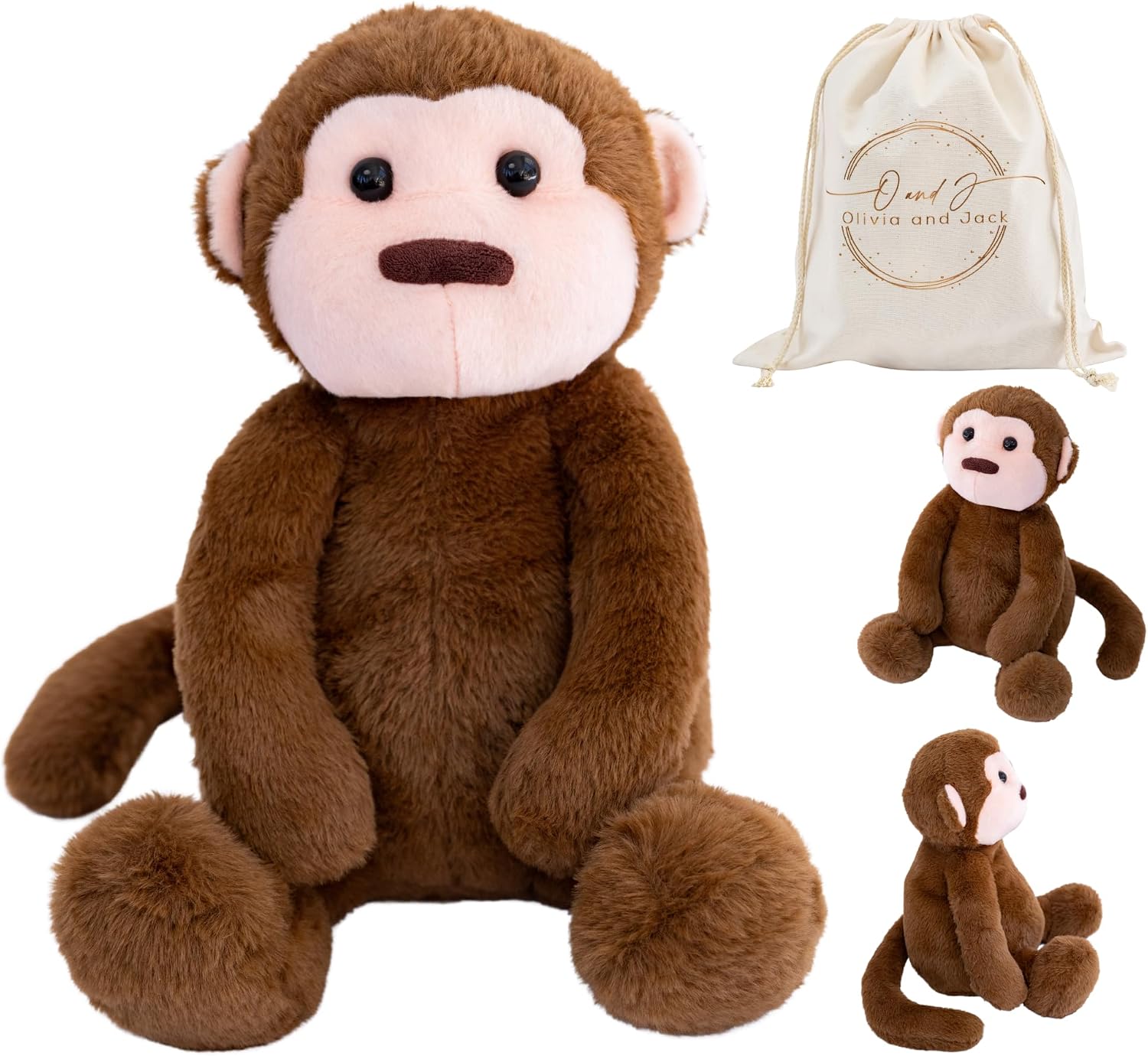 3 lb Weighted Monkey Stuffed Animal 17 in - Weighted Plush Animals - Weighted Stuffed Animals for Anxiety - Weighted Stuffed Animals for Kids, Adults