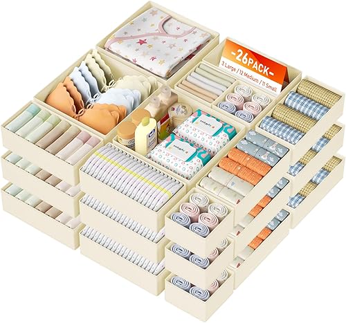 Miniatura 24 de DIMJ Contenedores organizadores de cajones de armario para bebé, paquete de 10, beige Beige,Negro,Gris