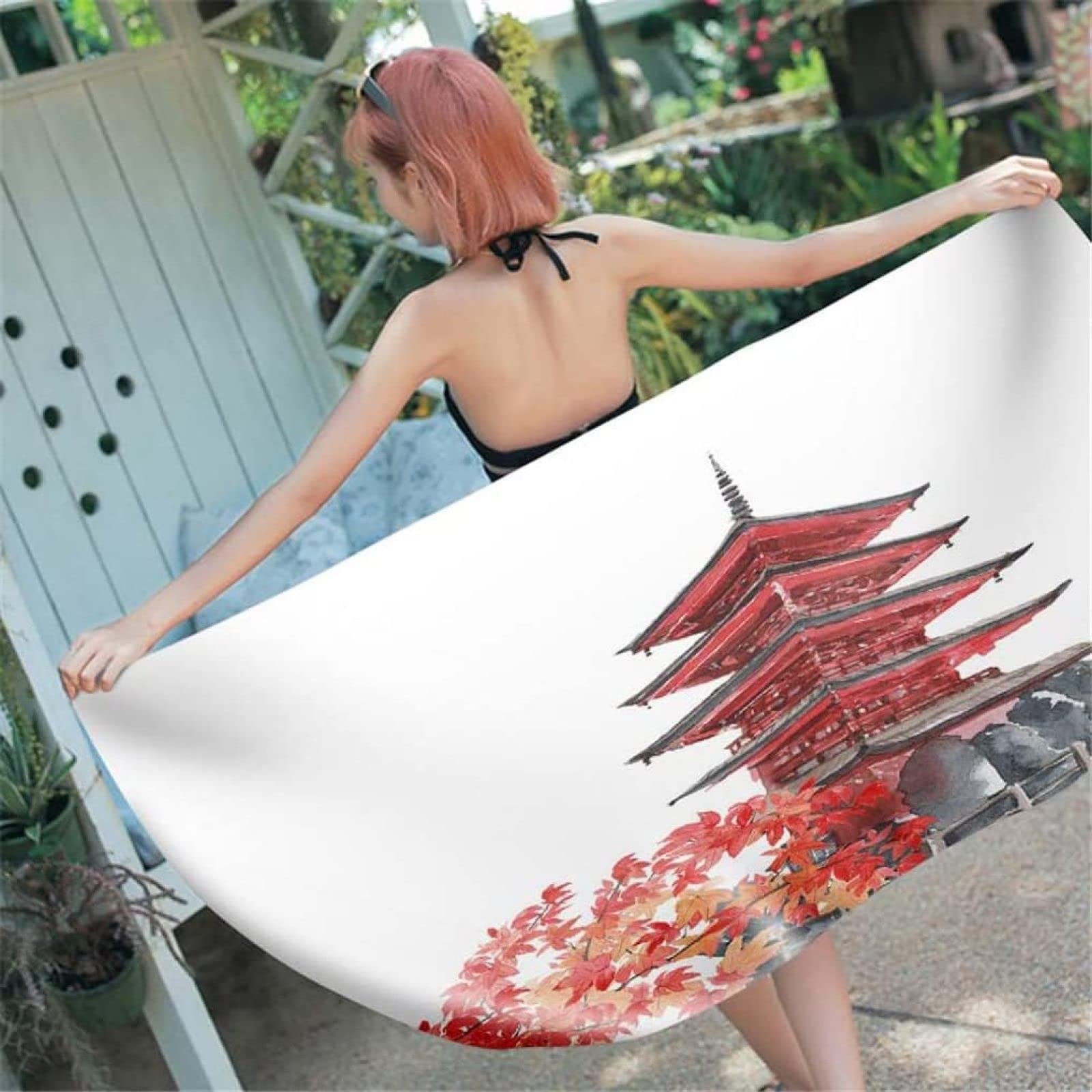 KATATI Serviette de Plage Style Japonais, Séchage Rapide Microfibre Serviette de Bain, Style Japonais Serviettes de Plage 200 x 200 cm, Voyages, Camping, Vacances, Femme Homme Enfant Drap de Plage