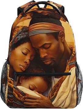 African American Family Backpack for Boy Girl Bookbag School Bag Daypacks for Women S0401818