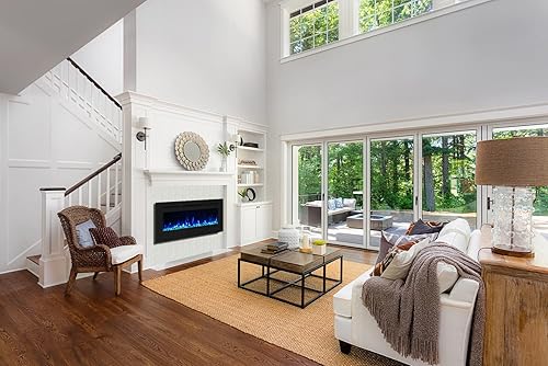 Miniatura 6 de Chimenea eléctrica de 36 pulgadas, calentador de chimenea empotrado y de pared, inserto de chimenea silencioso y lineal con color de llama ajustable