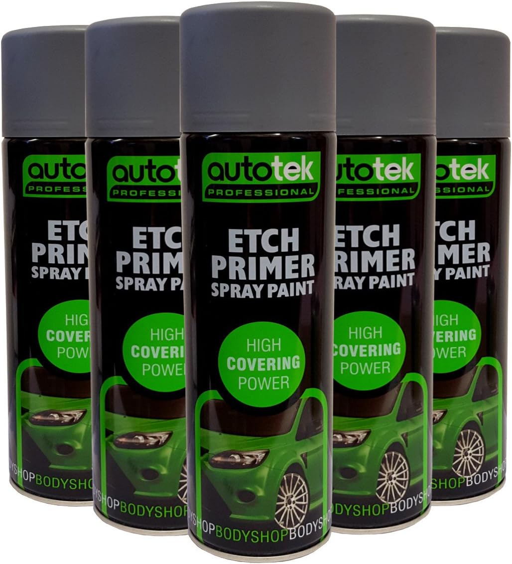 (2 CANS) Autotek Etch Primer Spray for Aluminium Galvanised Steel Stainless GRP Plastic