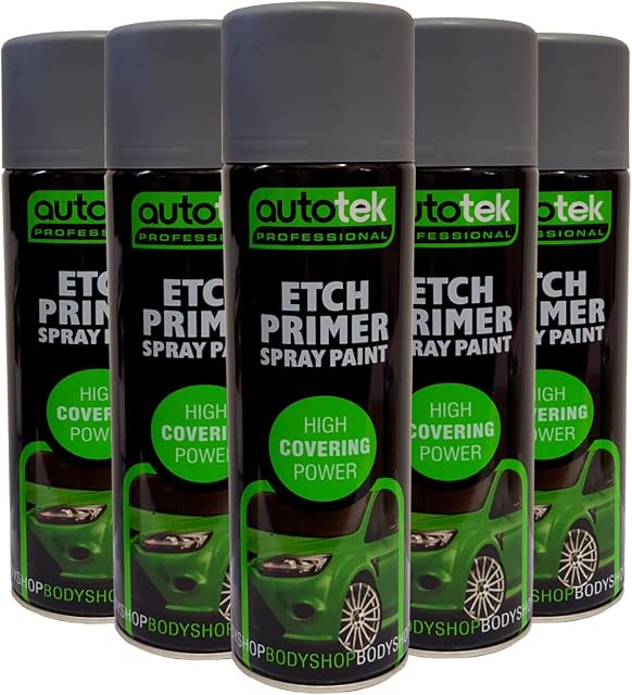 (6 CANS) Autotek Etch Primer Spray for Aluminium Galvanised Steel Stainless GRP Plastic