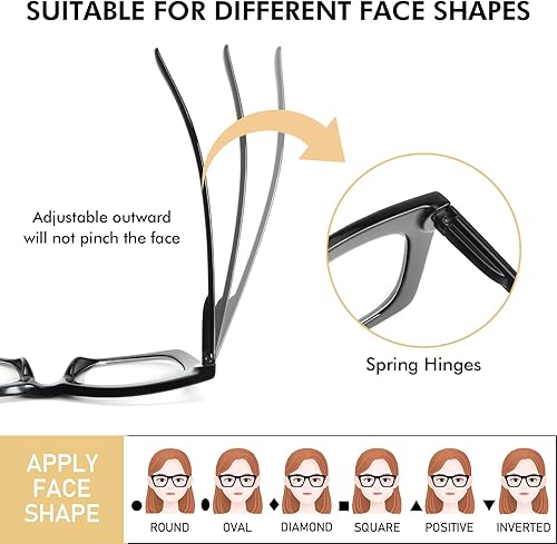 Miniatura 4 de REAVEE Oprah Style - Lentes de lectura para mujer, bloqueo de luz azul, elegantes y de gran tamaño, bisagra de resorte