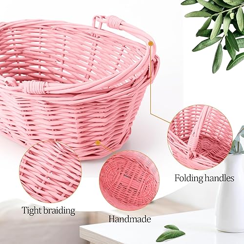 Miniatura 58 de Barydat 6 cestas pequeñas de mimbre para pícnic con asa, cestas ovaladas de sauce trenzado para regalo para boda, baby shower, Navidad, invierno