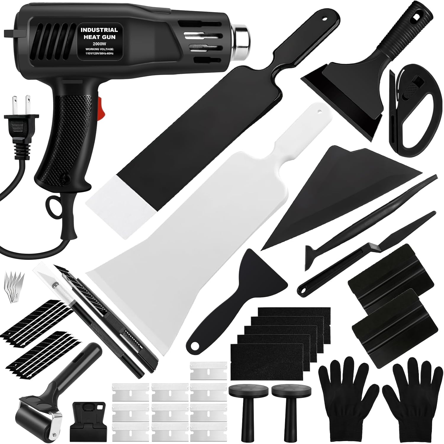 48PCS Vinyl Wrap Tool Window Tinting Kit with Heat Gun,Car Wrapping Kit for Window Tint Include Sponge Roller,Magnet Holder,Tint Squeegee,Film Cutter,Vinyl Tucking Tool for Car Film Installation