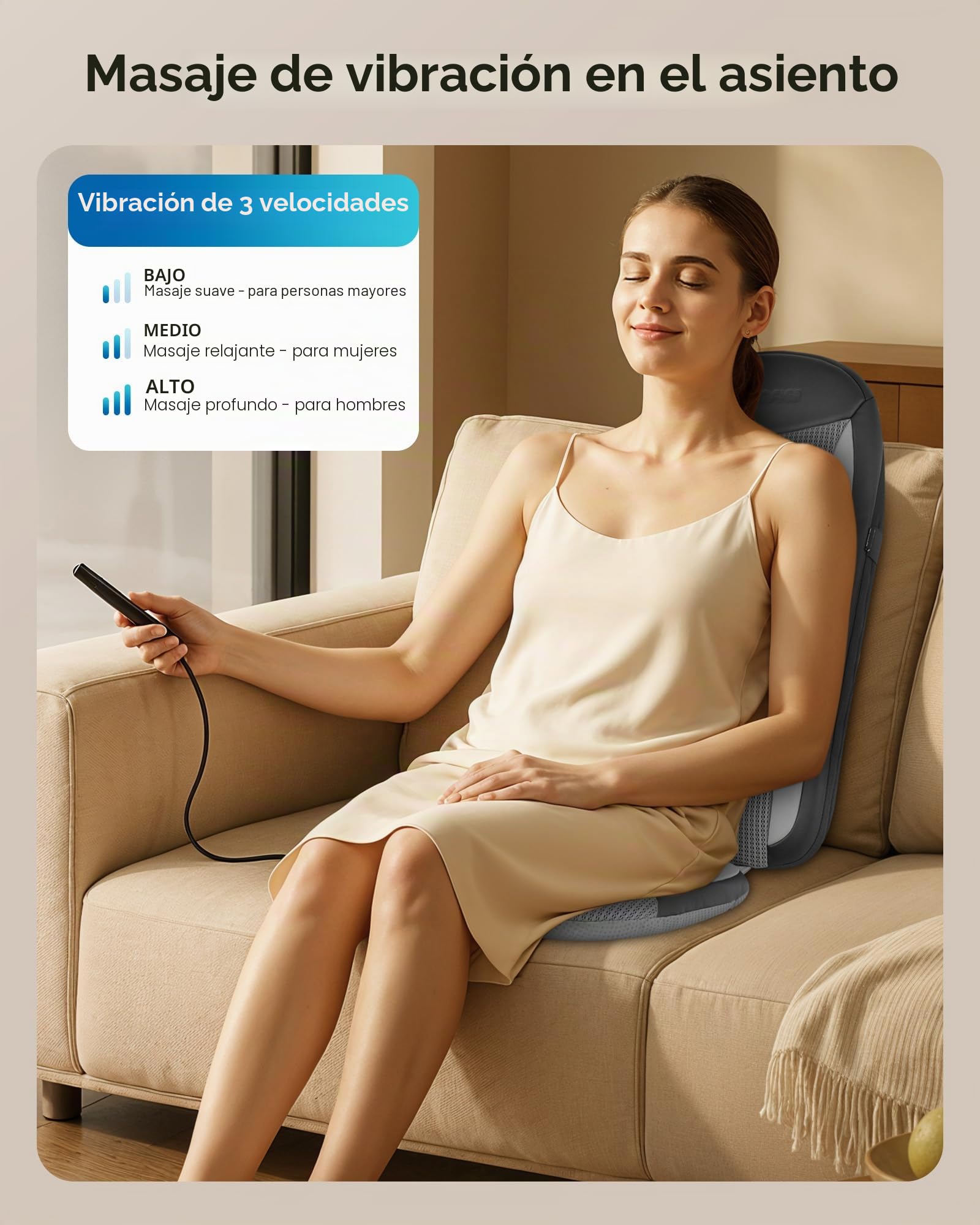 COMFIER Funda de Masajeador Espalda para Asiento, Shiatsu Masajeador Cervical y Espalda, Asiento Masajeador Espalda con Función de Calor, Relajación para Toda la Espalda, Apto para la Oficina, Regalos