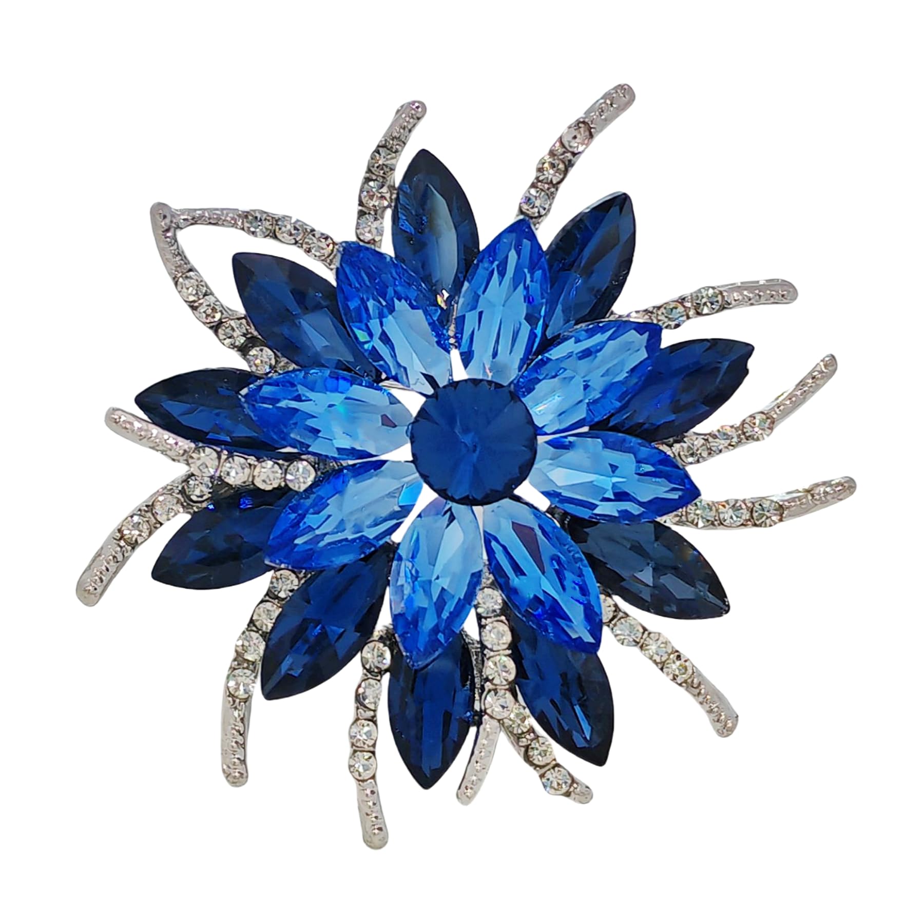 Broche fleur bleue en cristaux marquise d'une brillance d'exception - 8