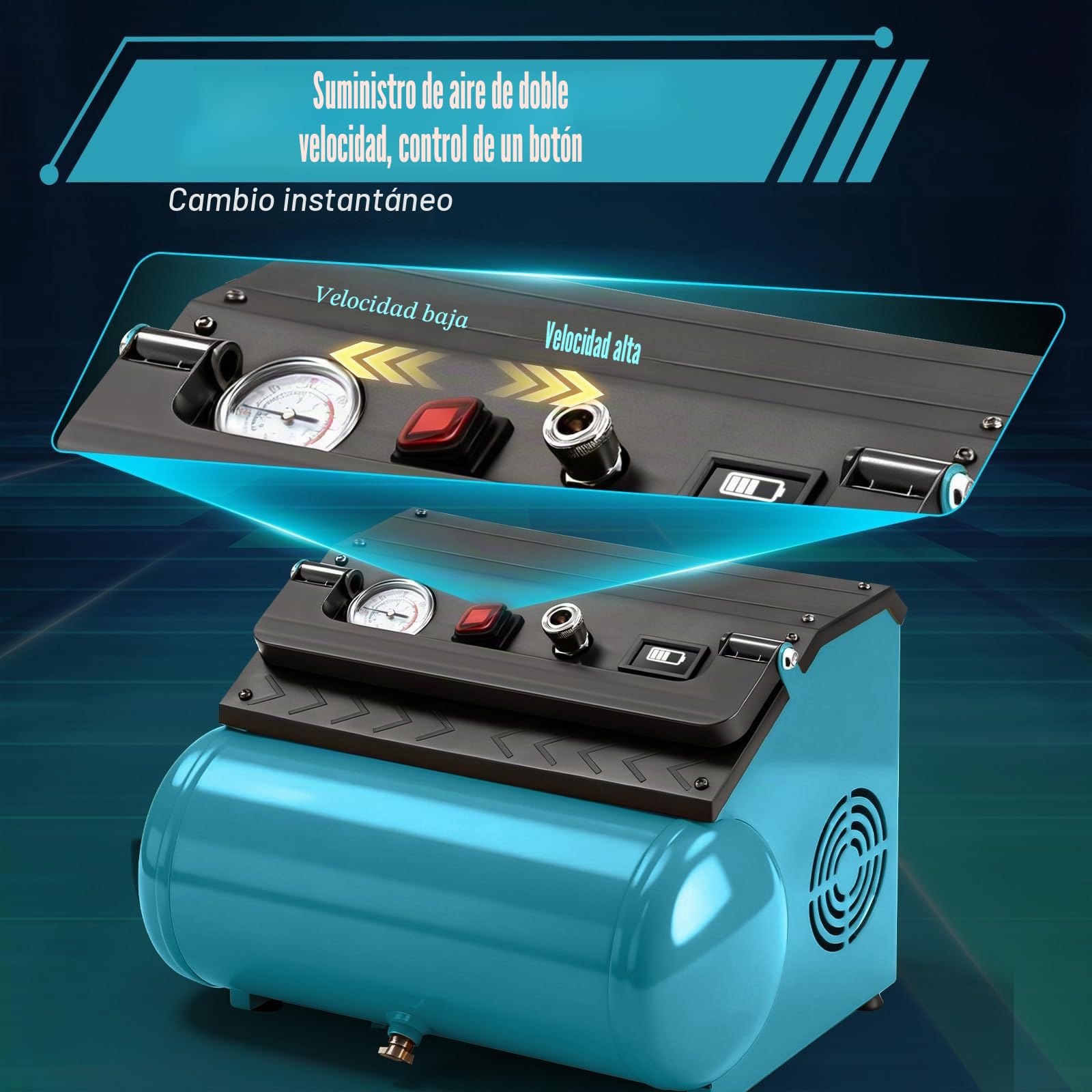 Compresor de Aire Inalámbrico Compatible con Makita 18V, Compresor Portátil 8L 8 Bar con Indicador de Batería, Motor Brushless e Inflado Rápido (Sin Batería)