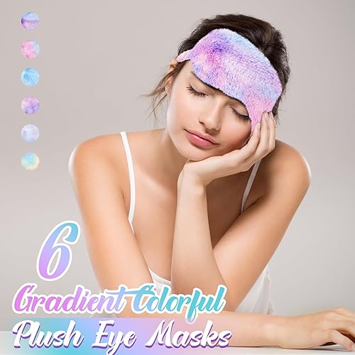 Miniatura 3 de 6 cubrebocas de felpa para dormir, de seda, para dormir, bonitos, esponjosos, cómodos, para dormir, para viajes, pijamadas, siestas, fiestas,