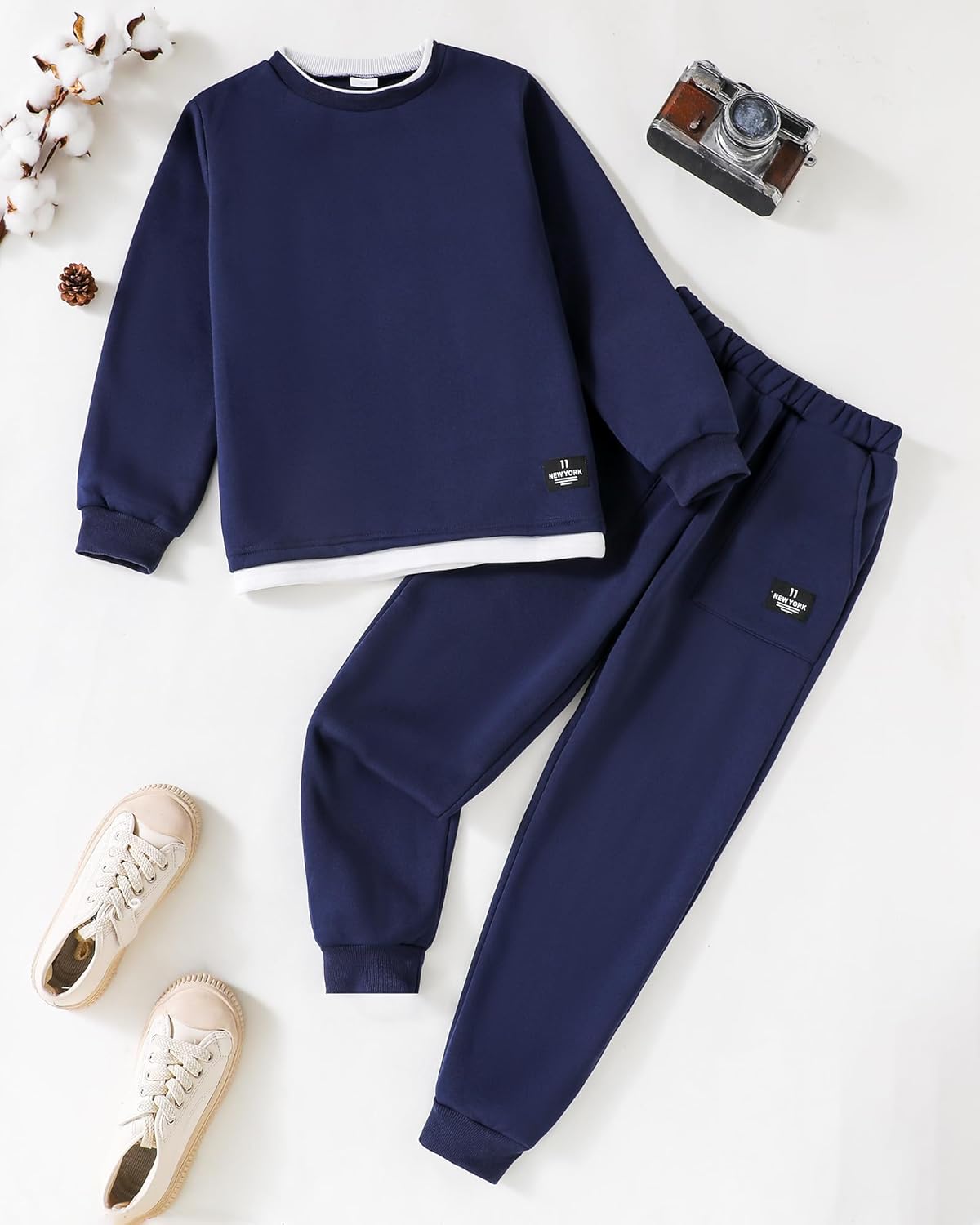 Boy Clothes Kids Boys Fall Winter Outfits Long Sleeve Fleece Hooded Tracksuit Sweatshirt Tops Jogging Sweatpants - Image 4