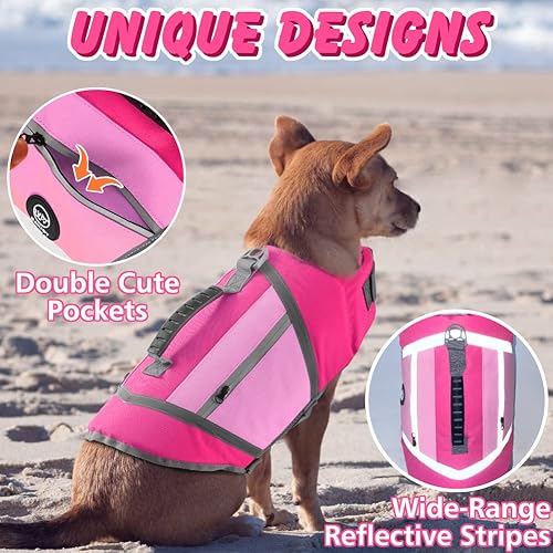 Miniatura 3 de EMUST Chalecos salvavidas para perros, chaleco flotante ligero para perros con asa de rescate duradera, hebillas de liberación rápida, chaleco